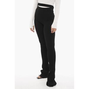 Ribbed Boot-Cut Pants